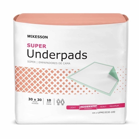 Mckesson Disposable Underpad 30 X 30 Inch Fluff / Polymer Moderate Absorbency, 100PK UPMD3030-100